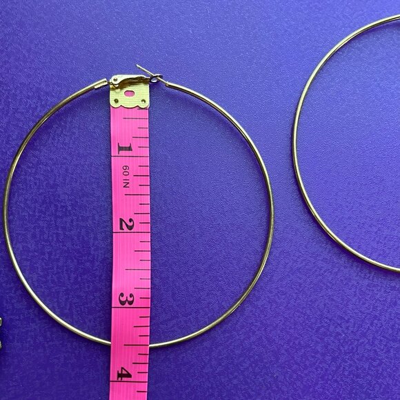 3/$12. Large Gold Toned Hoop Earrings - Picture 2 of 3